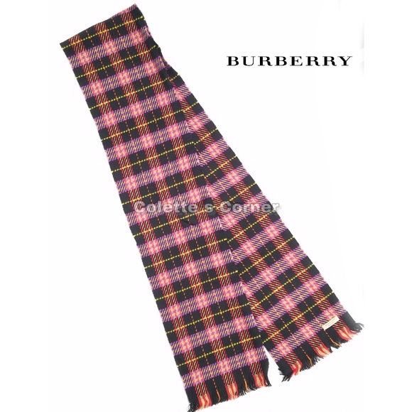 Burberry Multicolor Check Merino Wool Black Plaid Scarf - Picture 5 of 8